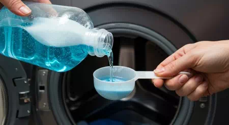 洗濯洗剤を入れている様子