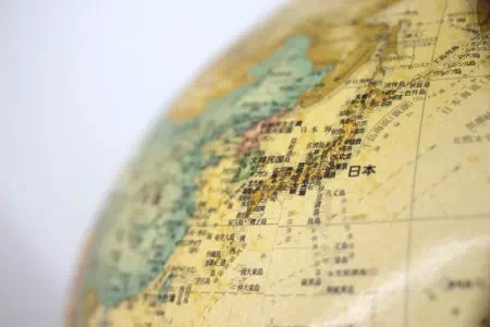 地球儀の日本列島